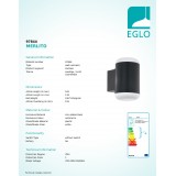 EGLO 97844 | Merlito Eglo stenové svietidlo hriadeľ 1x LED IP44 antracit, biela