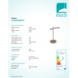 EGLO 97913 | Casamarte Eglo stolové svietidlo 35,5cm dotykový prepínač s reguláciou svetla regulovateľná intenzita svetla 1x LED 450lm 3000K matný nikel