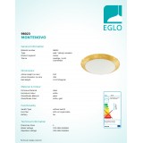 EGLO 98023 | Montenovo Eglo stenové, stropné svietidlo kruhový 1x LED 1500lm 3000K biela, zlatý