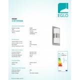 EGLO 98085 | Cistierna Eglo stenové svietidlo 2x E27 IP44 zušľachtená oceľ, nehrdzavejúca oceľ, biela