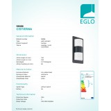 EGLO 98086 | Cistierna Eglo stenové svietidlo 2x E27 IP44 antracit, biela