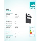 EGLO 98088 | Culpina Eglo stenové svietidlo 1x LED 830lm 3000K IP44 antracit, biela