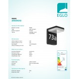 EGLO 98091 | Amarosi Eglo stenové svietidlo 1x LED 830lm 3000K IP44 čierna, biela