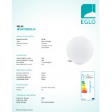 EGLO 98101 | Monterolo Eglo dekor svietidlo guľa vybavené vedením a zástrčkou 1x E27 IP65 biela