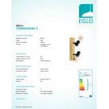EGLO 98112 | Townshend-3 Eglo spot svietidlo otočné prvky 2x E27 natur, hnedá, čierna
