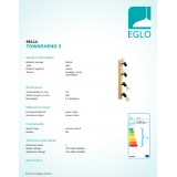 EGLO 98114 | Townshend-3 Eglo spot svietidlo otočné prvky 4x E27 natur, hnedá, čierna
