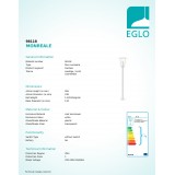 EGLO 98118 | Monreale Eglo stojaté svietidlo 99,5cm 1x E27 IP44 biela, priesvitné