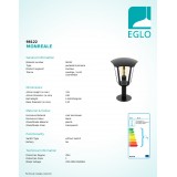 EGLO 98122 | Monreale Eglo stojaté svietidlo 33,5cm 1x E27 IP44 čierna, priesvitné