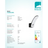 EGLO 98149 | Fiumicino-EG Eglo rameno stenové svietidlo pohybový senzor 1x LED 1300lm 3000K IP44 čierna, biela
