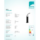 EGLO 98151 | Fiumicino-EG Eglo stojaté svietidlo 45cm 1x LED 1300lm 3000K IP44 čierna, biela