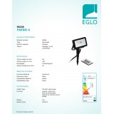 EGLO 98185 | Faedo-RGB Eglo svetlomet RGB-WW zapichovacie svietidlo diaľkový ovládač meniace farbu, otočné prvky, vybavené vedením a zástrčkou 1x LED 900lm 3000K IP44 čierna, biela