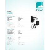 EGLO 98187 | Palizzi Eglo rameno stenové svietidlo pohybový senzor, svetelný senzor - súmrakový spínač slnečné kolektorové / solárne, otočné prvky 1x LED 150lm 3000K IP44 čierna, priesvitná