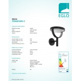 EGLO 98234 | EGLO-Connect-Francari Eglo rameno stenové múdre osvetlenie regulovateľná intenzita svetla, nastaviteľná farebná teplota 1x LED 1950lm 2700 <-> 6500K IP44 čierna, biela