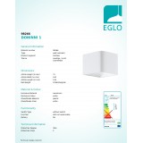 EGLO 98266 | Doninni Eglo stenové svietidlo tehla 1x LED 600lm 3000K IP44 biela
