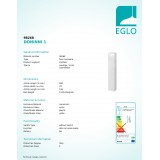 EGLO 98268 | Doninni Eglo stojaté svietidlo tehla 80cm 1x LED 600lm 3000K IP44 biela