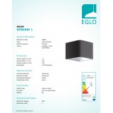 EGLO 98269 | Doninni Eglo stenové svietidlo tehla 1x LED 600lm 3000K IP44 antracit, biela