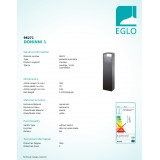 EGLO 98271 | Doninni Eglo stojaté svietidlo tehla 40cm 1x LED 600lm 3000K IP44 antracit, biela