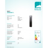 EGLO 98272 | Doninni Eglo stojaté svietidlo tehla 80cm 1x LED 600lm 3000K IP44 antracit, biela