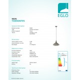 EGLO 98291 | Torrontes Eglo visiace svietidlo 1x E27 čierna, dym, zrkalový