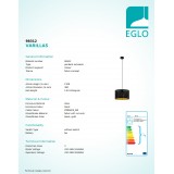 EGLO 98312 | Varillas Eglo visiace svietidlo kruhový 1x E27 čierna, zlatý