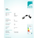 EGLO 98398 | Seras Eglo spot svietidlo otočné prvky 2x GU10 500lm 3000K čierna, biela