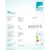 EGLO 98591 | Castralvo Eglo visiace svietidlo 5x E27 saténový nike, hnedá, biela