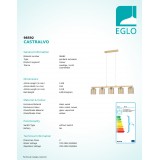 EGLO 98592 | Castralvo Eglo visiace svietidlo 5x E27 saténový nike, hnedá, jantárové
