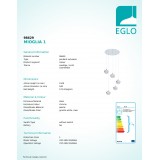 EGLO 98629 | Mioglia-1 Eglo visiace svietidlo 5x E14 chróm, kryštálový efekt
