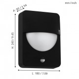 EGLO 98705 | Salvanesco Eglo stenové svietidlo pohybový senzor 1x LED IP44 čierna, biela