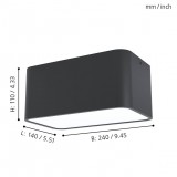 EGLO 99284 | Grimasola Eglo stropné svietidlo tehla 2x E27 čierna, biela