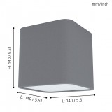 EGLO 99304 | Eglo-Pasteri-GR Eglo stropné svietidlo - Posaderra štvorec 1x E27 sivé, biela