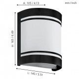 EGLO 99565 | Cerno Eglo stenové svietidlo 1x E27 IP44 čierna, biela