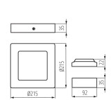 KANLUX 33555 | Kanti Kanlux stenové, stropné LED panel štvorec 1x LED 990lm 3000K čierna