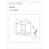 LUCIDE 08524/01/30 | Arthur-LU Lucide stolové svietidlo 25cm prepínač 1x E27 čierna, mosadz