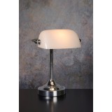 LUCIDE 17504/01/11 | BankerL Lucide stolové svietidlo 30cm prepínač 1x E14 chróm, biela