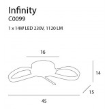 MAXLIGHT C0099 | Infinity Maxlight stropné svietidlo 1x LED 1120lm 3000K chróm, biela