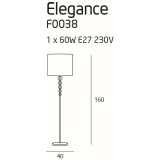 MAXLIGHT F0038 | EleganceM Maxlight stojaté svietidlo 160cm prepínač 1x E27 biela, chróm, priesvitné