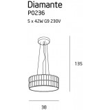 MAXLIGHT P0236 | Diamante Maxlight visiace svietidlo 5x G9 chróm, priesvitné, opál
