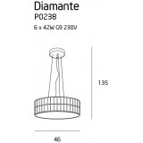 MAXLIGHT P0238 | Diamante Maxlight visiace svietidlo 6x G9 chróm, priesvitné, opál