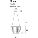 MAXLIGHT P0259 | MonacoM Maxlight visiace svietidlo 9x G9 chróm, priesvitné