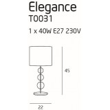 MAXLIGHT T0031 | EleganceM Maxlight stolové svietidlo 45cm prepínač 1x E27 biela, chróm, priesvitné