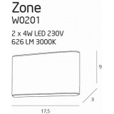 MAXLIGHT W0201 | Zone Maxlight stenové svietidlo 2x LED 626lm 3000K IP44 biela