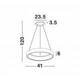 NOVA LUCE 8105619 | Albi-NL Nova Luce visiace svietidlo - TRIAC kruhový regulovateľná intenzita svetla, vedenie je možné zkrátiť 1x LED 1950lm 3000K sivé, biela
