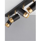 NOVA LUCE 9111436 | Pongo Nova Luce spot svietidlo otočné prvky 4x GU10 matná čierna, zlatý