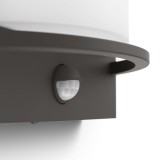 PHILIPS 17392/93/P0 | Samondra Philips stenové svietidlo - PIR štvoruholník pohybový senzor 1x LED 1200lm 2700K IP44 antracitová sivá, biela