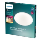 PHILIPS 8718699681012 | SuperSlim Philips stenové, stropné LED panel - SceneSwitch kruhový impulzový prepínač regulovateľná intenzita svetla 1x LED 1300lm 2700K biela