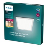 PHILIPS 8719514326620 | Touch-PH Philips stropné SLIM LED panel - SceneSwitch štvorec impulzový prepínač regulovateľná intenzita svetla 1x LED 1050lm 2700K biela