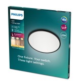 PHILIPS 8719514327085 | SuperSlim Philips stenové, stropné LED panel - SceneSwitch kruhový impulzový prepínač regulovateľná intenzita svetla 1x LED 2000lm 2700K čierna, biela