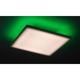 RABALUX 71002 | Faramir Rabalux stropné svietidlo štvorec diaľkový ovládač regulovateľná intenzita svetla, nastaviteľná farebná teplota, meniace farbu, časový spínač, nočné svetlo, podsvietenie 1x LED      1880lm 3000 <-> 6500K biela