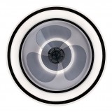 RABALUX 71009 | Horacio Rabalux svietidlo s ventilátorom stropné kruhový diaľkový ovládač regulovateľná intenzita svetla, nastaviteľná farebná teplota, časový spínač 1x LED      5850lm 3000 <-> 6000K čierna, biela, priesvitné